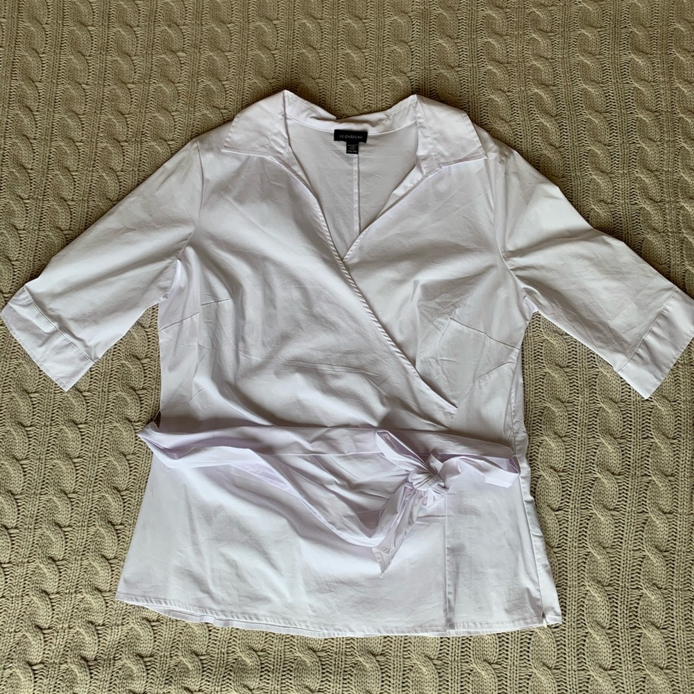 White Le Chateau faux wrap blouse